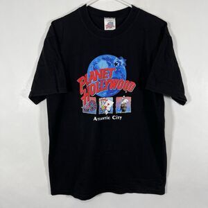 Vintage 1991 Planet Hollywood Atlantic City T Shirt Mens Size Medium Black USA